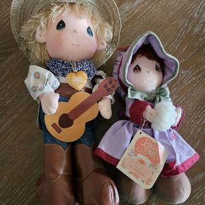Precious Moments Dolls with Blue, Black, and Brown Accents/guitar 12" Small Girl